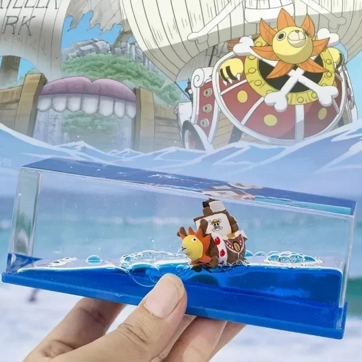 One Piece Figure 3d Ship Fluid Drift Bottle Thousand Sunny Ship Going Merry Boat Floating Boat Decor Customized Anime Toy Gif