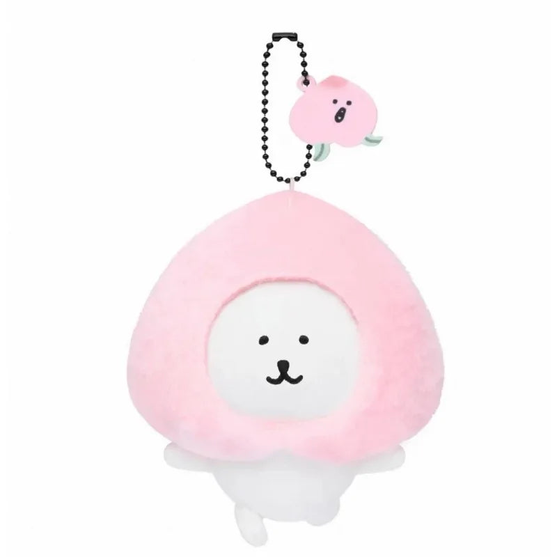 cute Self-deprecating Bear Plush doll Keychains joke bear Peach series Doll Pendant  Hachiware Bag Pendant Decoration Keychain