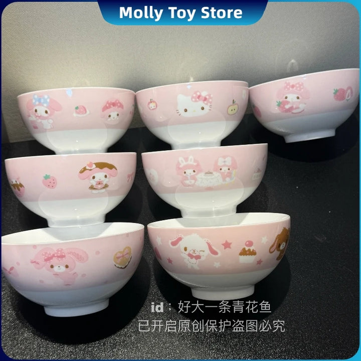 Kawaii Sugarbunnies My Melody Hellokitty Ceramic Ramen Bowl Tableware Salad Bowl Rice Bowl Large Capacity Household Soup Bowl