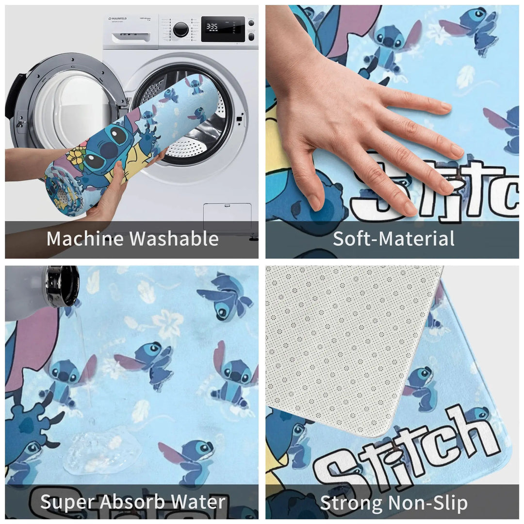 Cartoon Stitch 626 Bathroom Rugs Mat Extra Soft and Absorbent  Bath Rugs Mats Carpet Non-Slip for Entrance Door Doormat