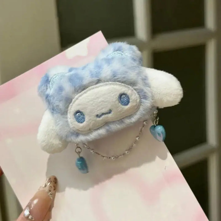 Sanrio Hello Kitty Cinnamoroll Leopard Print Plush Hairpin Cartoon Bangs Side Clip Kawaii Versatile Accessories Birthday Gifts