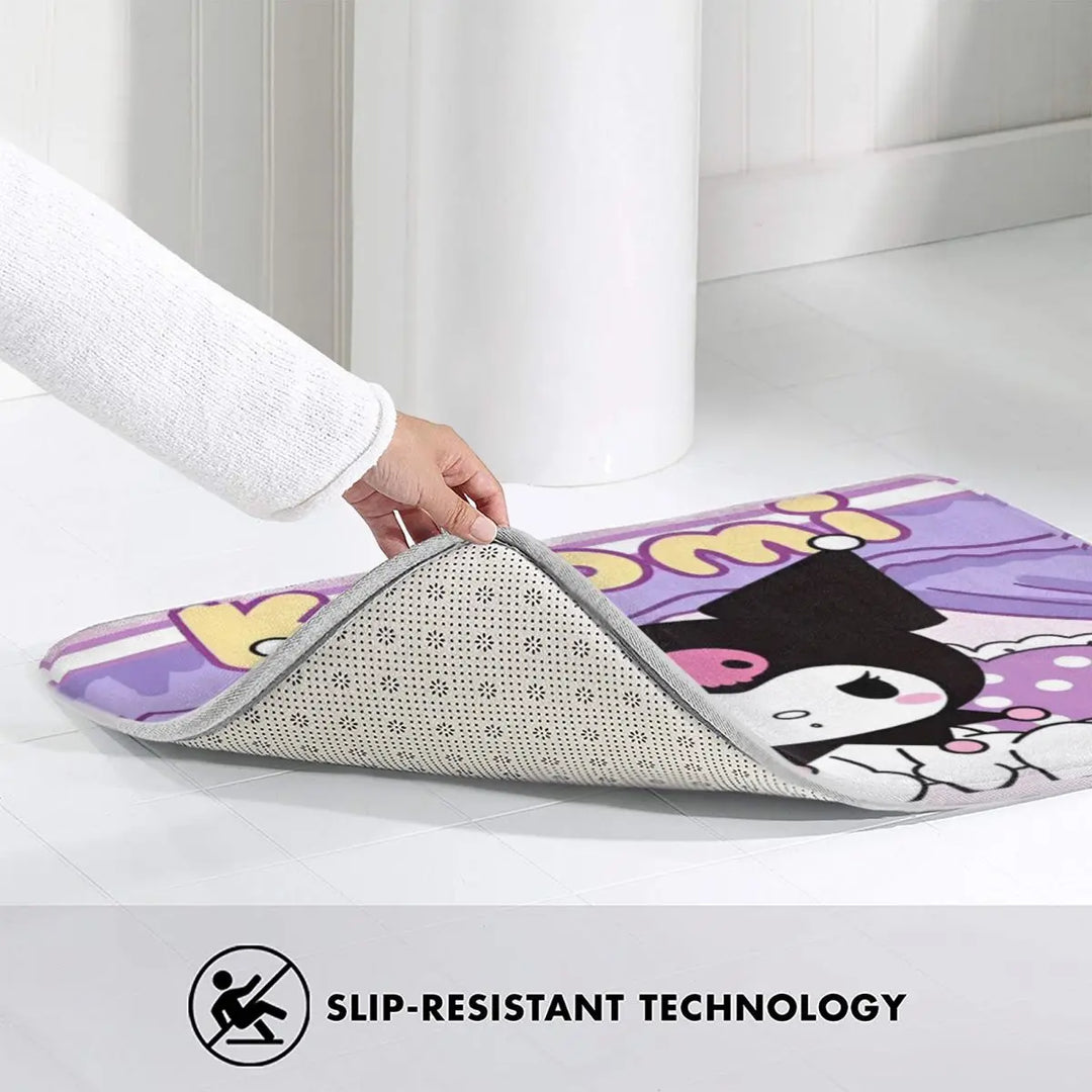Funny Cartoon Cute Kuromi Memory Foam Bath Mat Rug Non-Slip Quick Dry Bathroom Floor Rugs Carpet For Bath Shower Tub