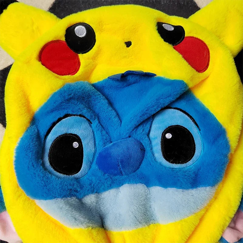 Kawaii Disney Lilo and Stitch Plush Toys Pikachu Anime Big Stich Lotso Doll Pillow Semi-finished Leather Holster Gift for Kids