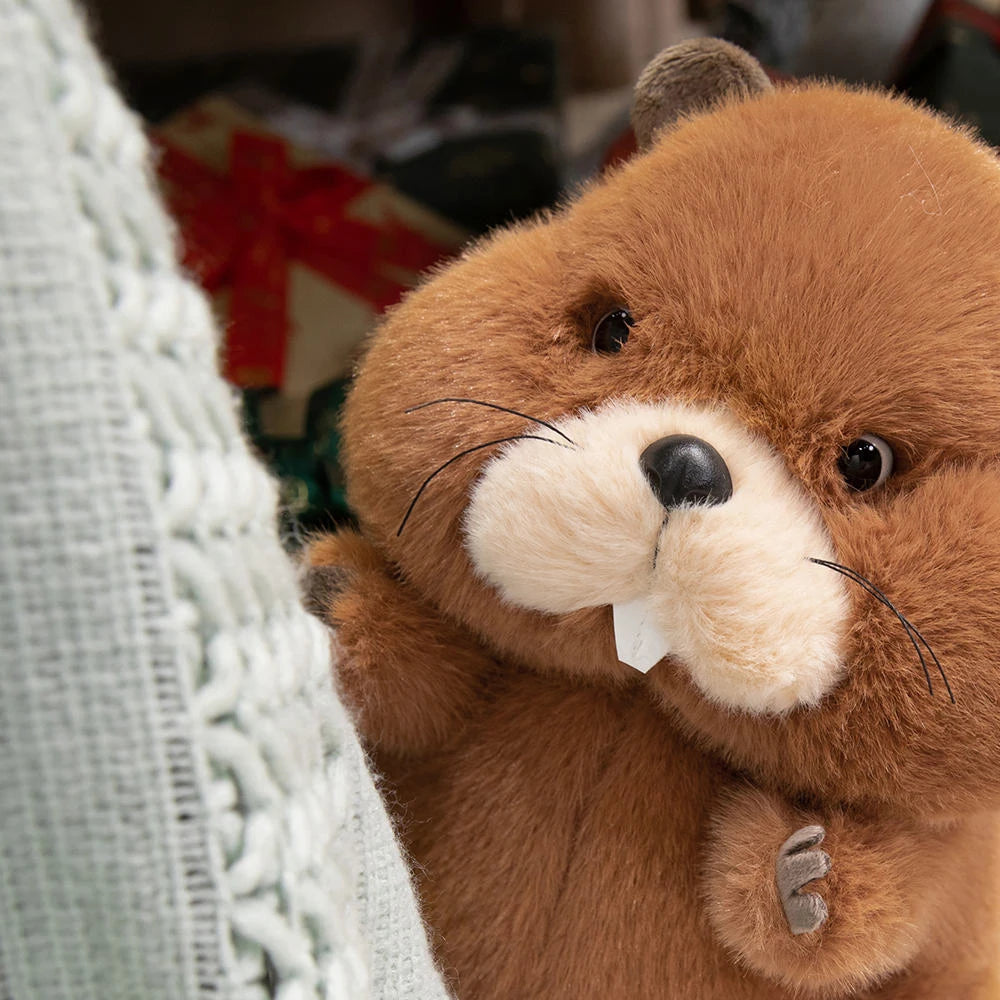 Chubby Kawaii Marmot Plush Toys Fluffy Realistic Groundhog Stuffed Wild Animal Soft Dolls Christmas Birthday Plushie Presents