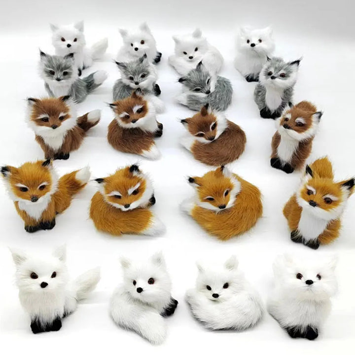 Cute Imitation Fox Ornaments Simulation Mini Squatting Squirrel Model Children Birthday Gifts Home Decor Plush Figures Craft