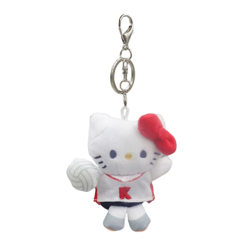 Kawaii Sanrio Hello Kitty Plush Toys Creative Keychain Football Ski Volleyball Backpack Pendant Decoration Couple Festival Gift