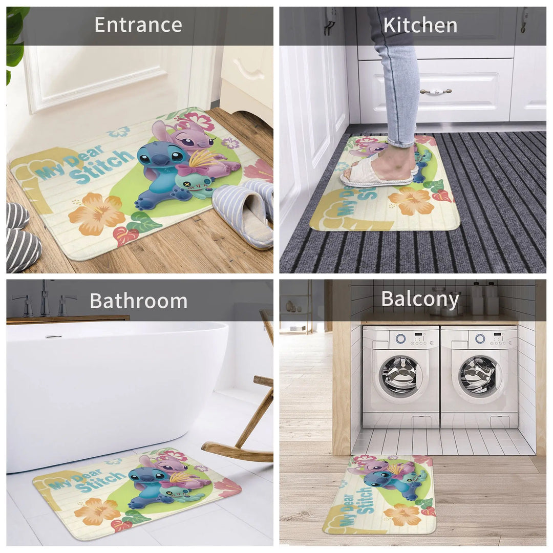 Stitch Cartoon Memory Foam Bath Mat Rug Non-Slip Ultra Soft Angel Love Bathroom Floor Rugs Carpet For Bath Entrance Door Doormat