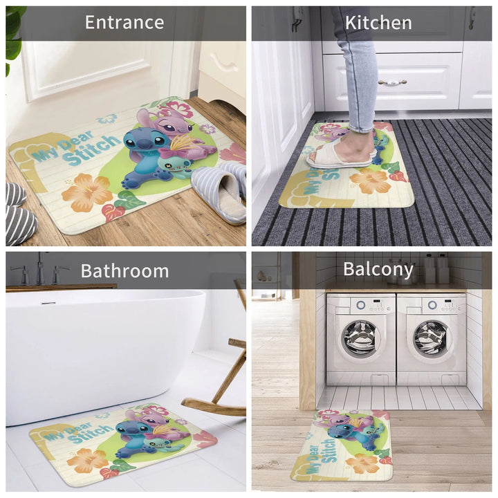 Stitch Cartoon Memory Foam Bath Mat Rug Non-Slip Ultra Soft Angel Love Bathroom Floor Rugs Carpet For Bath Entrance Door Doormat