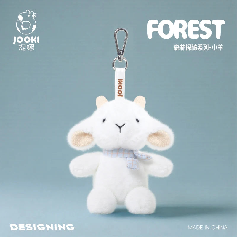 Pink Pig Stuffed Farm Animal Keychain White Sheep Plush Key Ring Holder Small Monkey Soft Dolls Pendants Bag Accessory Fun Gifts