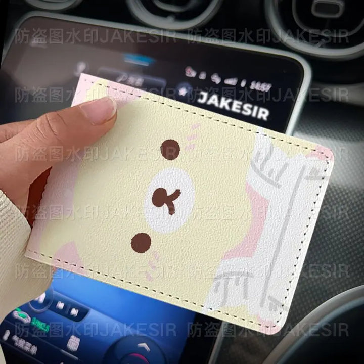 Kawaii Rilakkuma Driver'S License Protective Leather Cover Cartoon Cute Id Card Sleeve Anti Loss Wear-Resistant Girls Gifts
