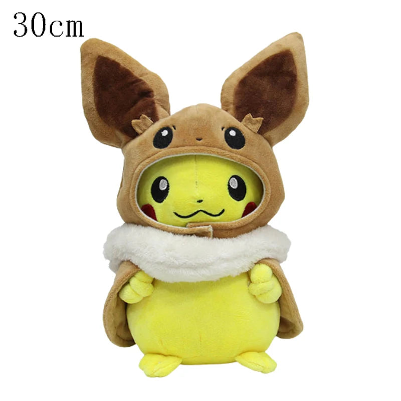 Cos Eevee Pikachu Cosplay Plush Toys Pikachu Peluche Mimikyu Lucario Charizard Garchomp Stuffed Animal Doll Collectible Gift