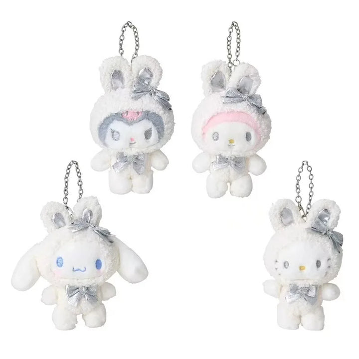 Sanrio Kuromi My Melody Kawaii Cartoon Hello Kitty Keychain Plush Toy Cinnamoroll Backpack Pendant Decoration Girl Birthday Gift