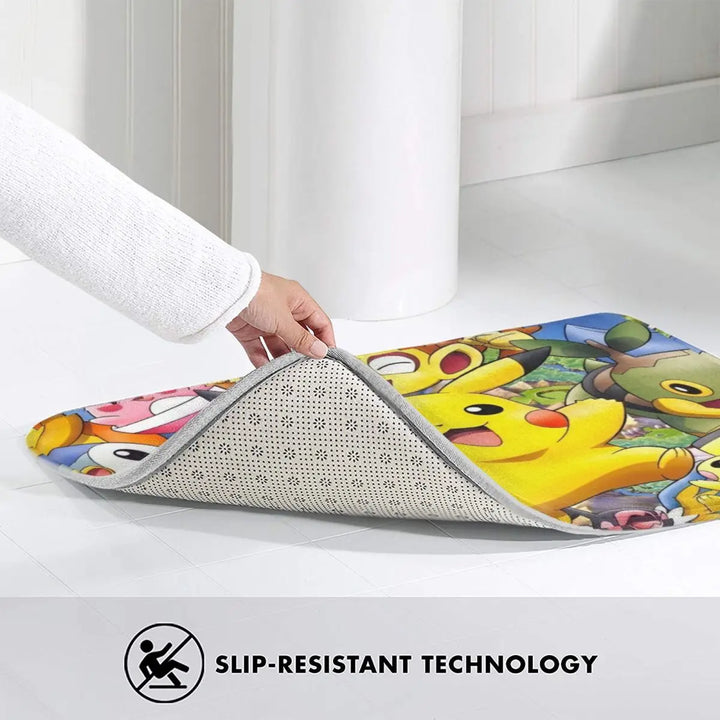 Cute Cartoon Manga Poke-Mon Memory Foam Bathroom Rugs Ultra Soft Non-Slip Pokemon Carpet Bath Mat Water Absorbent for Entrance