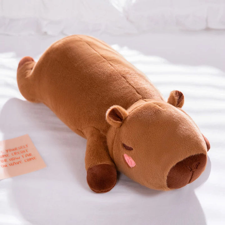 60cm-100cm Kawaii Cartoon Giant Strip Capybara Plush Doll Pillow Lying Brown Orange Wings Creative Capybara Plush Toy Home Decor