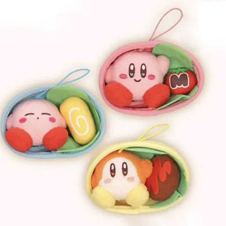 Anime Star Kirby Costume Plush Doll Keychain Bento Hamburger Series Stretchable Doll Kawaii Backpack Hang Pendant  Birthday Gift