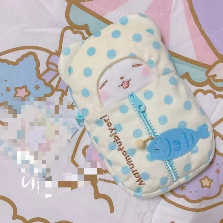 Sanrio Marumofubiyori Plush Pencil Case Cartoon Mochi Bear Makeup Capacity Stationery Cosmetics Animal Stationery Pen Case Gift