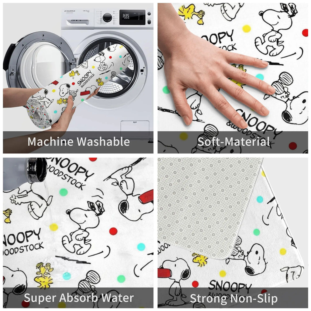 Snoopy Woodstock Merch Memory Foam Bath Mat Rug Non-Slip Soft Cartoon Bathroom Floor Rugs Carpet For Kitchen Shower Bath