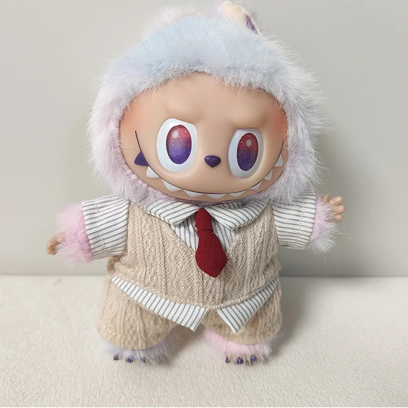 Labubu Doll Clothes College Style Set For 15-17cm Ropa 3.0 Labubu V1 V2 V3 Clothes Sitting Party Accessories