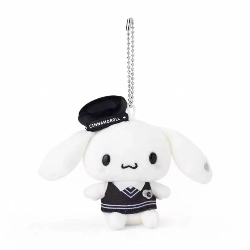 Kawaii Sanrios Cinnamoroll  Plush Pendant  Black White Impression dark series Cartoon Stuffed Keyrings Toys Ornament girl Gifts