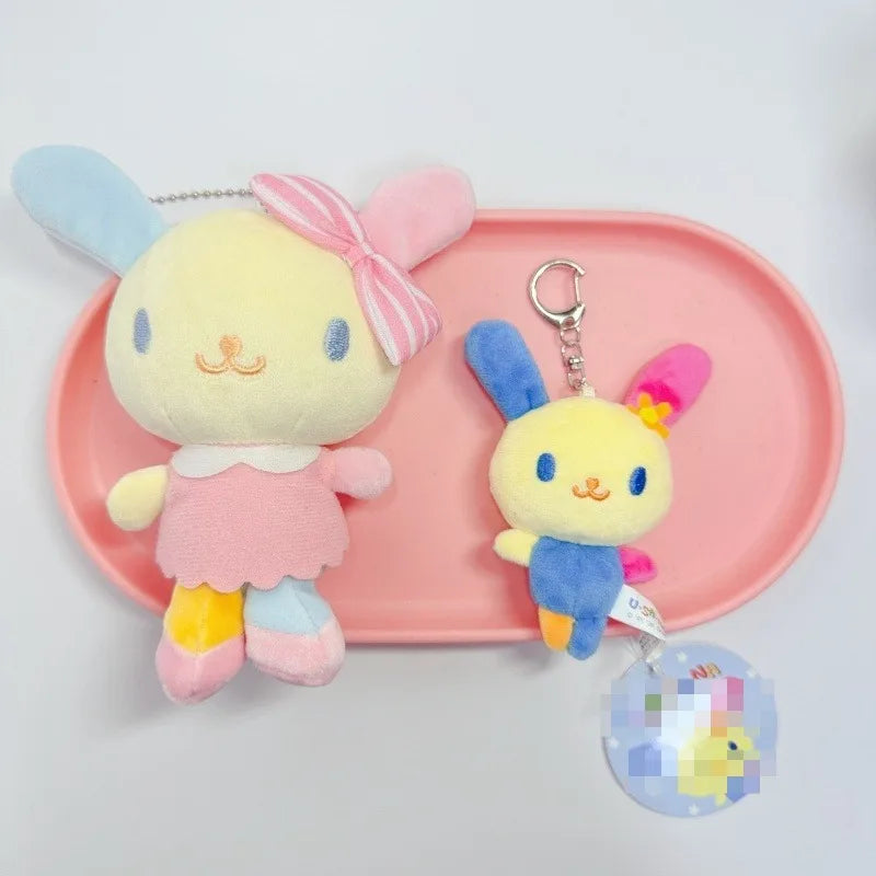 Sanrio Usahana Bunny Plush keychain Kawaii Stuffed Animals Pendant Cute Colorful Rabbit Plush Doll Pendant bag Accessories Gifts