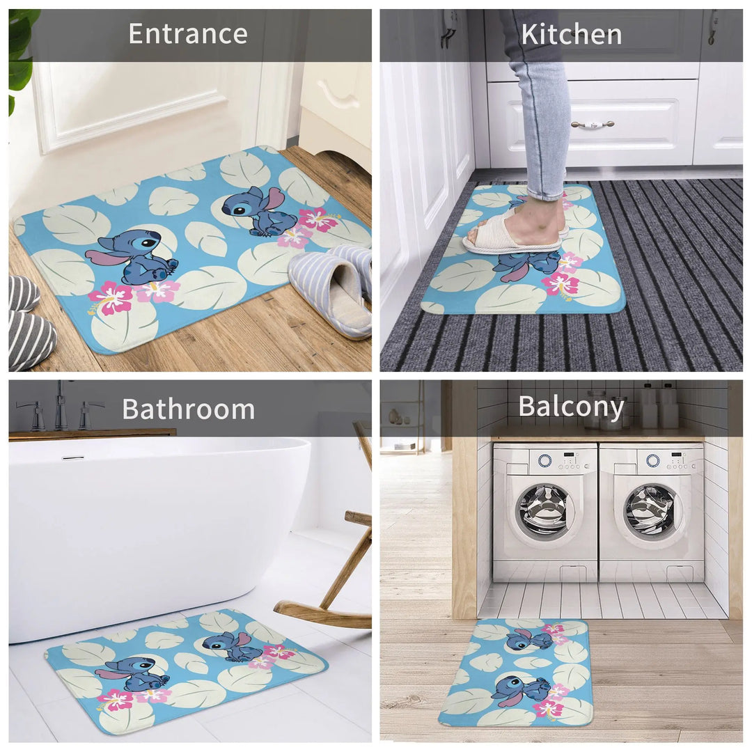 Hawaiian Stitch Bathroom Rugs Mat Quick Dry  Bath Rugs Mats Carpet Non-Slip for Kitchen Shower