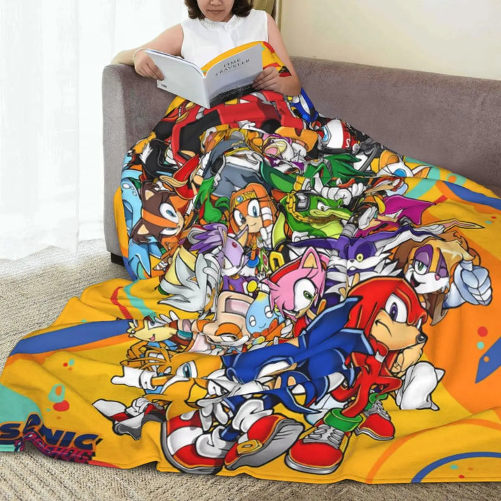 S-Sonic Game Friends Blanket Travel Office Flannel Throw Blanket For Home Decor Soft Warm Customized Quality Bedspread Gift