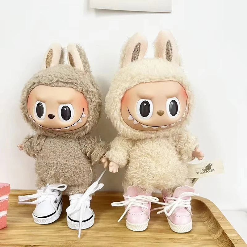 17cm Cute Labubu Leather Shoes Canvas Shoes Sneakers Camera Labubu Korea Kpop Exo DIY Girls Labubu Doll Accessories