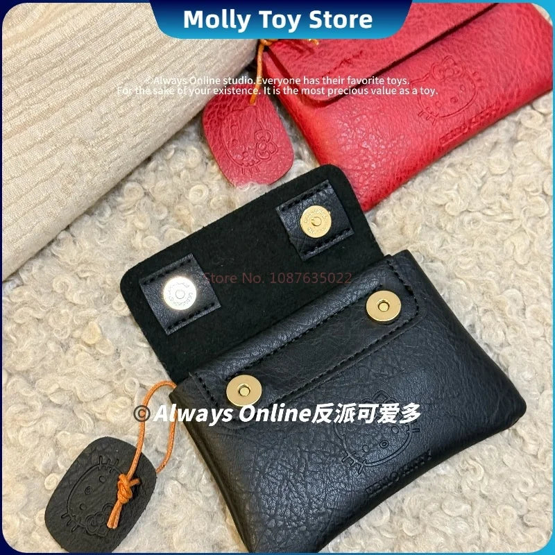 Sanrio Hello Kitty Classic Coin Purse Cortex Short Wallet Retro Storage Bag Anime Peripheral Id Set Storage Bag Student Wallet