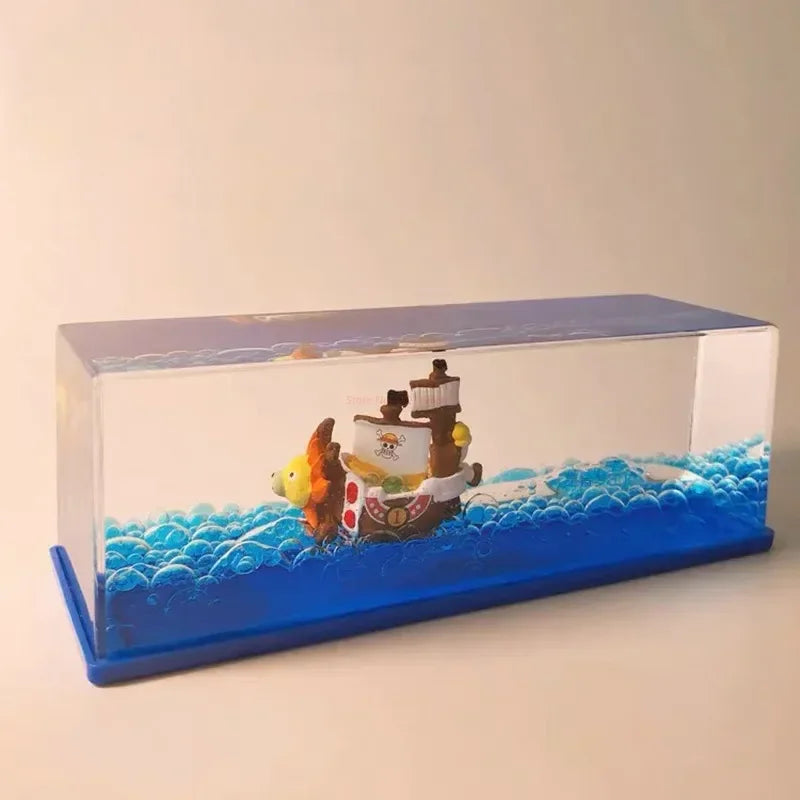 One Piece Figure 3d Ship Fluid Drift Bottle Thousand Sunny Ship Going Merry Boat Floating Boat Decor Customized Anime Toy Gif