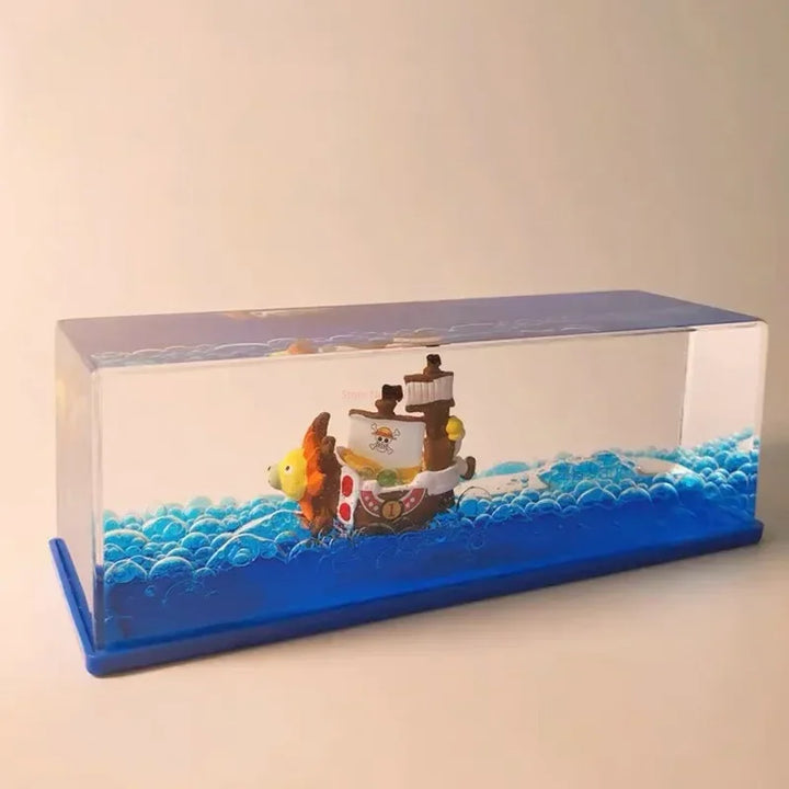 One Piece Figure 3d Ship Fluid Drift Bottle Thousand Sunny Ship Going Merry Boat Floating Boat Decor Customized Anime Toy Gif