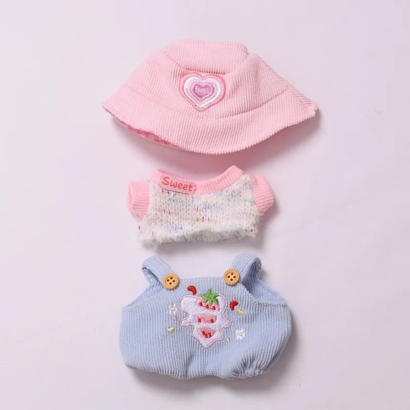 Clothes For Labubu Dolls Labubu Accessories 1st 2nd 3rd Gen Strawberry Bib Pants Hat Set Accessories