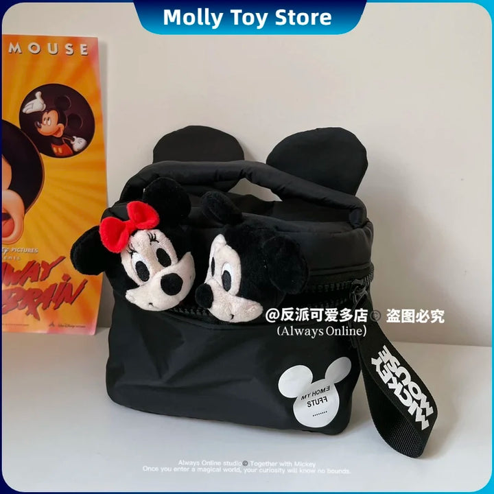 Kawaii Disney Mickey Portable Cosmetic Bag Cute Cartoon Large Capacity Storage Bag Travel Wash Bag Gifts