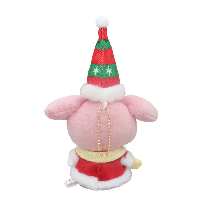 Kawaii Sanrio My Melody Hello Kitty Christmas Hat Scarf Plush Backpack Pendant Stuffed Doll Keychain Decoration Birthday Gift