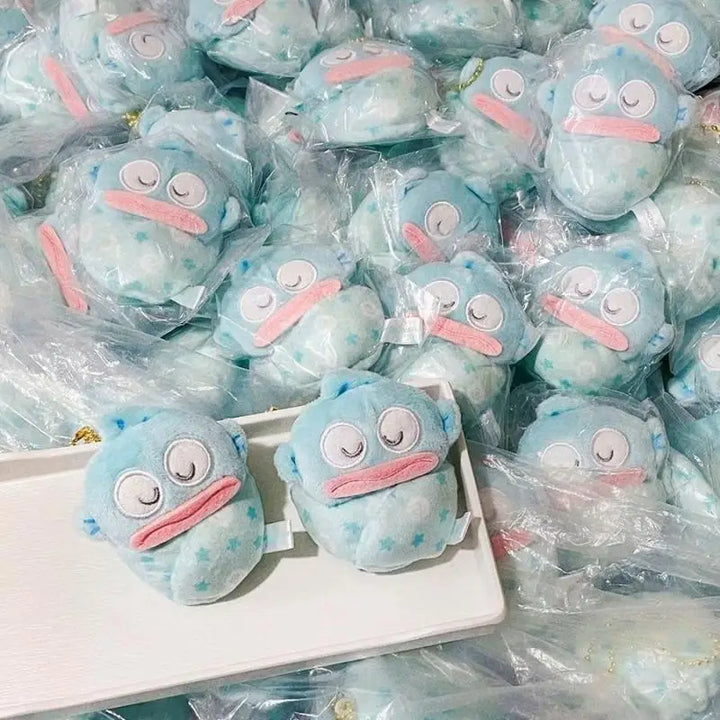 Sanrio Kawaii My Melody Cinnamoroll Japanese Cartoon Hangyodon Baby Sleeping Bag Fish Plush Toys Backpack Pendant Keychain Gift