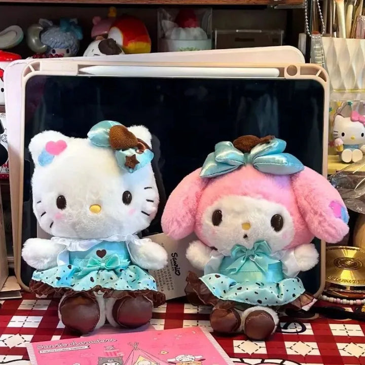 Sanrio My Melody Hello Kitty Plush Toys mint chocolate series kuromi Keychain Bag Pendant Soft Stuffed Doll Accessories Gift