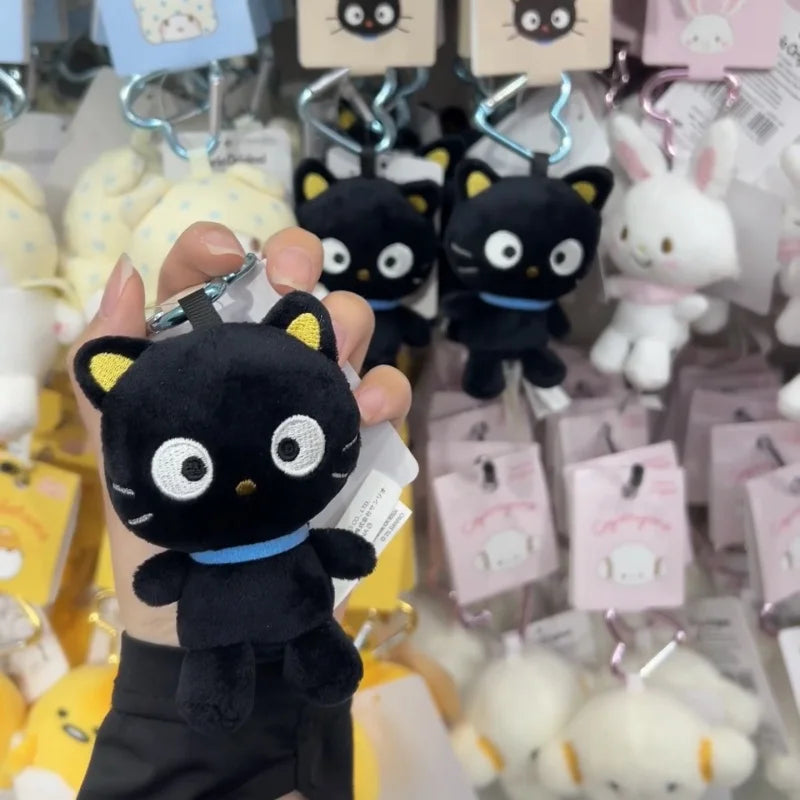 Kawaii Sanrio Chococat Plush Doll Keychain Anime cute Black Cat Bag Accessories heart buckle Chococat Stuffed Animals Small Gift