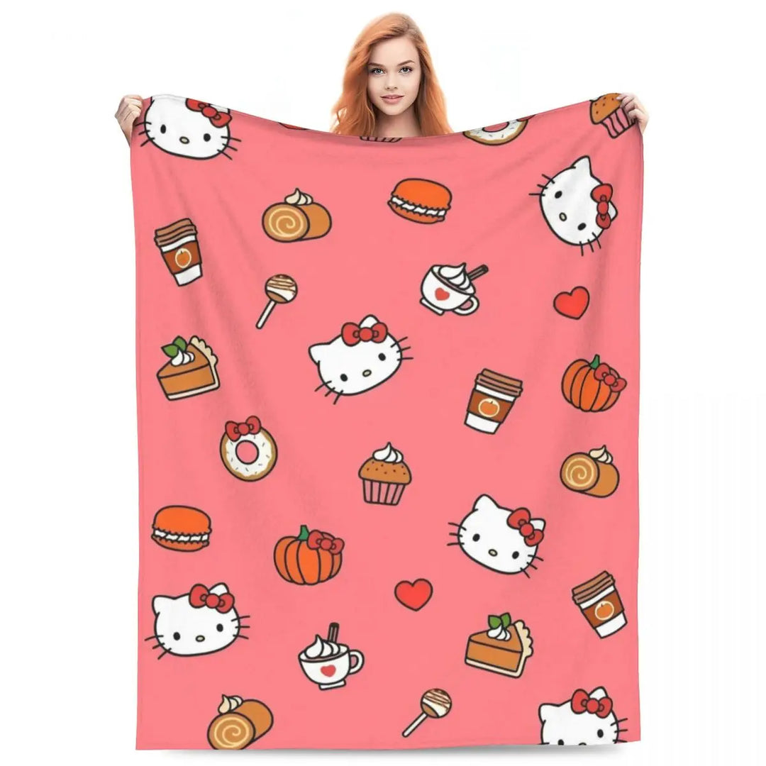 Hello Kitty Zodiac Aquarius Fuzzy Blankets Customized Throw Blanket for Home Hotel Sofa 200x150cm Bedspreads
