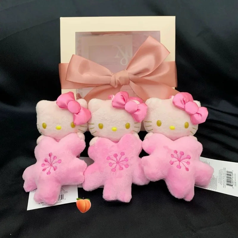Sanrios Black Skin Cherry Blossom Series Plush Doll Pendant  Sakura Hello Kitty Plush Toys Kawaii Keychain Backpack Pendant gift
