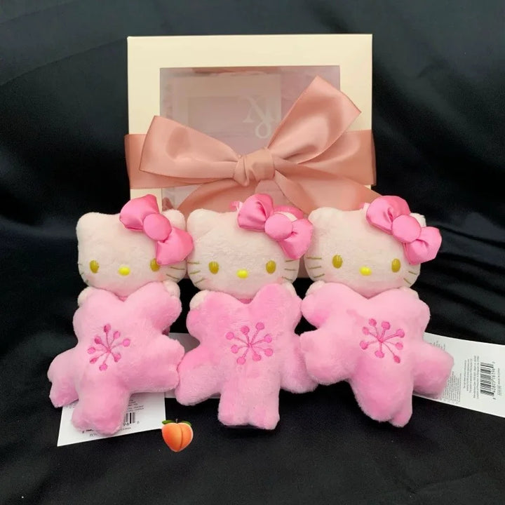 Sanrios Black Skin Cherry Blossom Series Plush Doll Pendant  Sakura Hello Kitty Plush Toys Kawaii Keychain Backpack Pendant gift