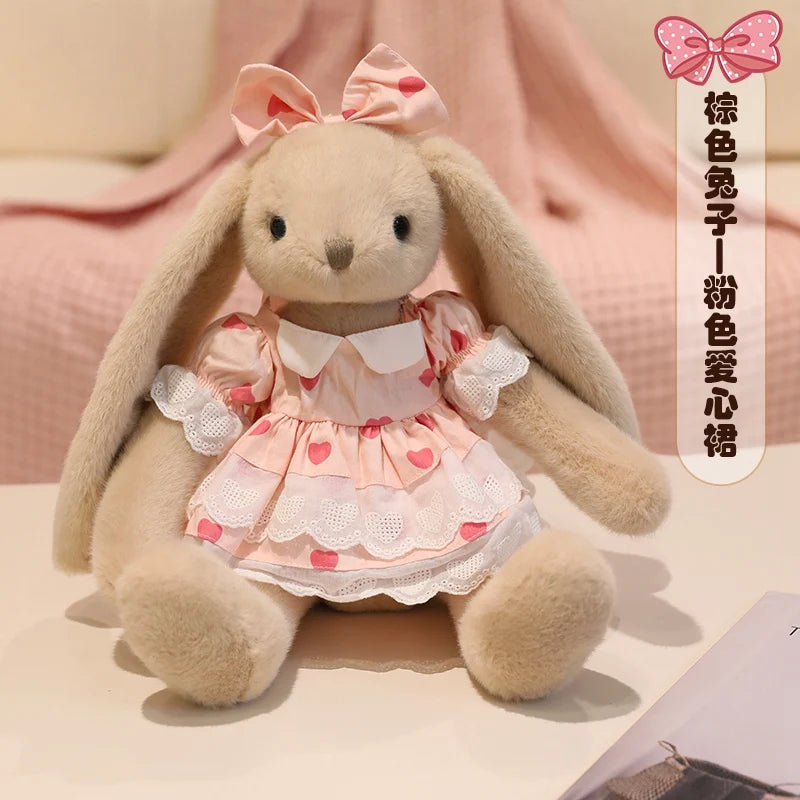 Garden Rabbit Plush Toys In Floral Dresses Princess Bunny Wearing Bows Kawaii Birthday Presents Christmas Gifts For Girl Friend