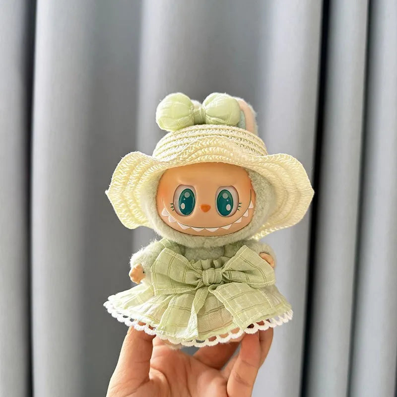 17cm Labubu Idol Dolls Plush Doll'S Strawberry Skirt Cute Clothing Hoodie No Doll Outfit Accessories Korea Kpop Exo Girls Gift