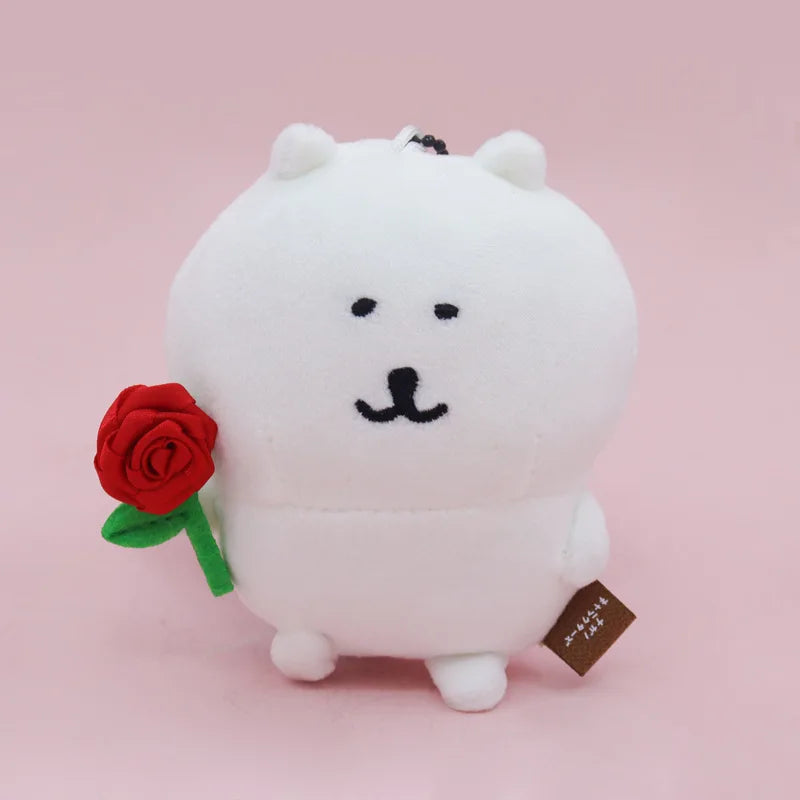 Joke Bear Anime Plush Keychain Cute Polar bear Valentine Rose Series Bag Pendant Kawaii Soft Stuffed Exquisite Birthday Gifts