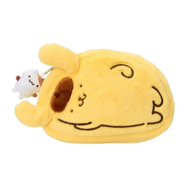 Sanrios Pompom Purin Plush pencil bag Kawaii  Masyumaro Fluffy Pen Bag Cartoon Muffin Cat Doll Toy Bag Pendant Coin Purse gift