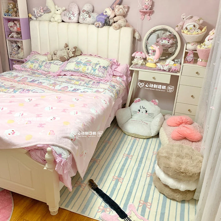 Cute Sugarbunnies Air Conditioning Blanket Pink Girl Heart Nap Soft Blanket Rest Comfortable Air Conditioning Blanket Girls Gift