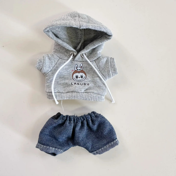 15cm/17cm Labubu Doll Clothes Sitting Party 1st 2nd Generation Outfit White Black Bear Hoodie DIY Gifts
