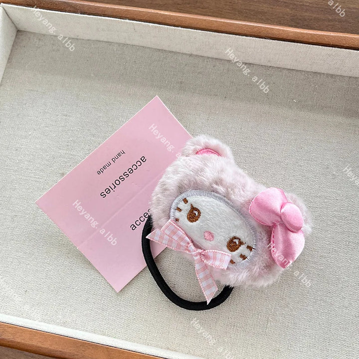 Kawaii Sanrio Hello Kitty Plush Hairpin Cartoon Leopard Hairbands Sweet Bangs Side Clip Hair Loop Decoration Girl Christmas Gift