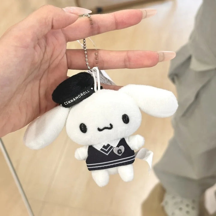 Kawaii Sanrios Cinnamoroll  Plush Pendant  Black White Impression dark series Cartoon Stuffed Keyrings Toys Ornament girl Gifts