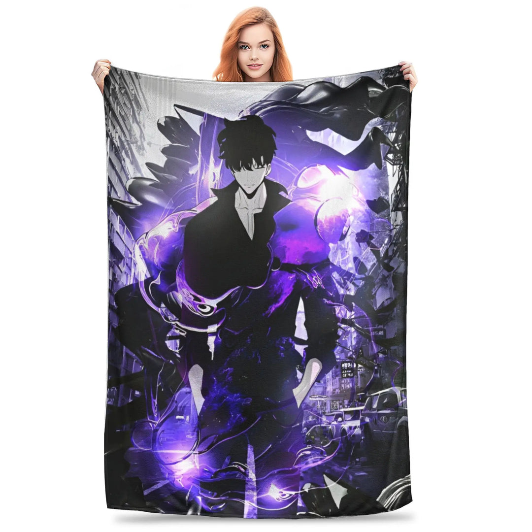 Solo S-ung Jin-woo Leveling Flannel Blanket Anime Novelty Throw Blankets for Home Hotel Sofa  200x150cm Quilt