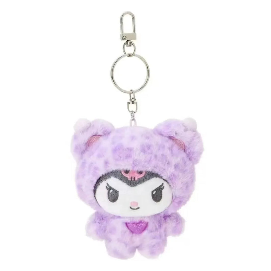 Kawaii Sanrio Cinnamoroll Hello Kitty Leopard Print Kuromi Plush Toys Keychain Backpack Pendant Decoration Girls Birthday Gift