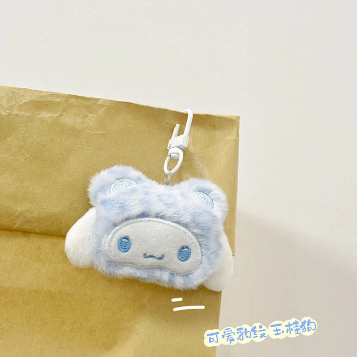 Sanrio Hello Kitty Leopard Print Cinnamoroll Plush Toy Backpack Pendant Cartoon Couple Keychain Accessories Friend Birthday Gift